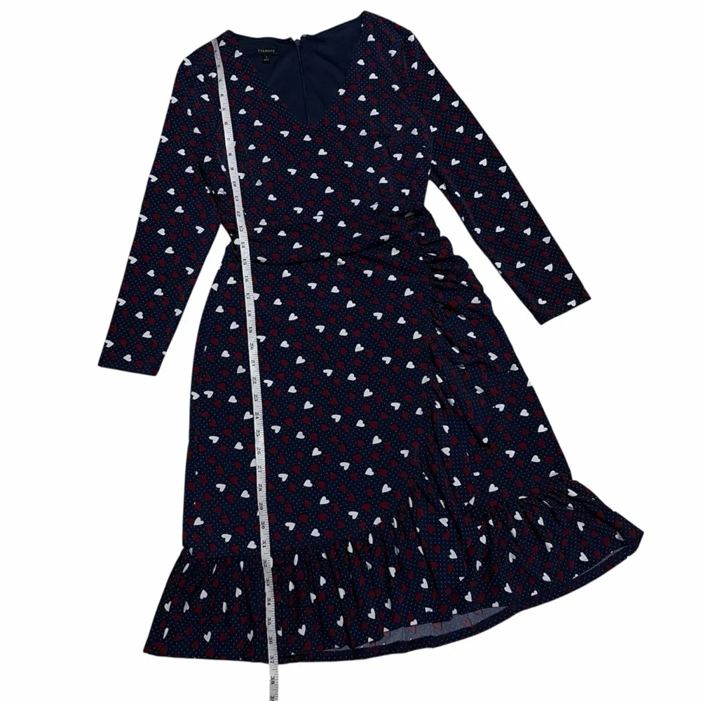 TALBOTS NWT Heart Print A-Line Jersey Sheath Dress 2 - Picture 10 of 15